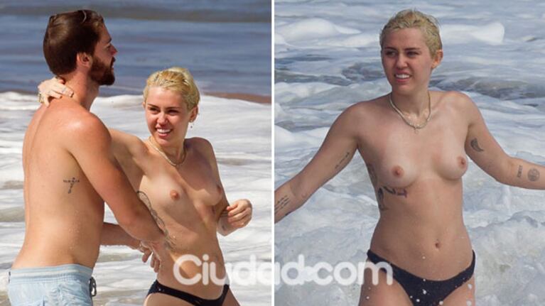 Miley Cyrus, mimosa y en topless en las playas de Hawaii. (Foto: Grosby Group)
