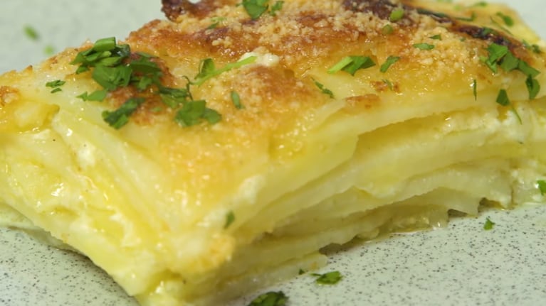 milhojas, papa, guarnición, crocante, cremosa