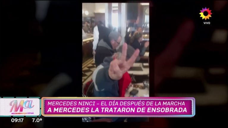 Militantes K escracharon a Mercedes Ninci en un bar porteño (Foto: captura de eltrece).