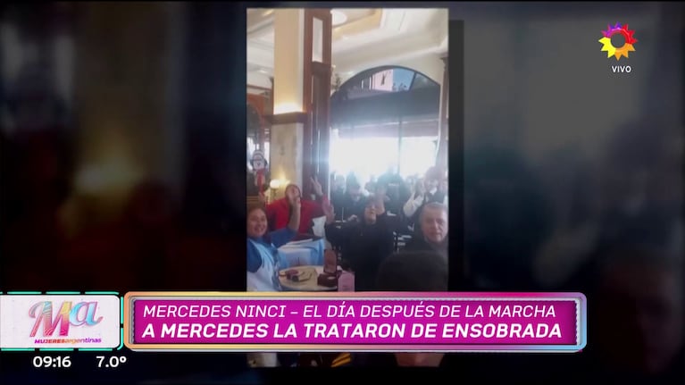 Militantes K escracharon a Mercedes Ninci en un bar porteño (Foto: captura de eltrece).