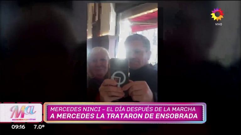 Militantes K escracharon a Mercedes Ninci en un bar porteño (Foto: captura de eltrece).
