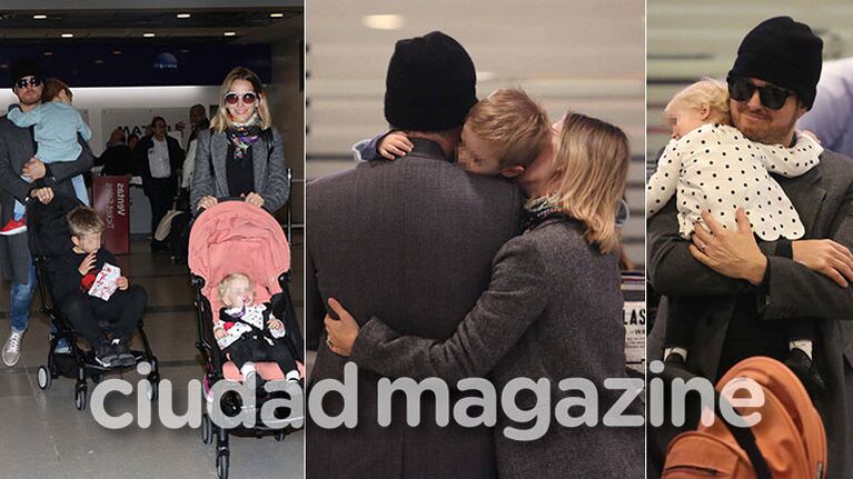 ¡Mimos en familia! Luisana Lopilato y Michael Bublé regresaron a Canadá con sus hijos, Noah, Elías y Vida. (Fotos: Movilpress)