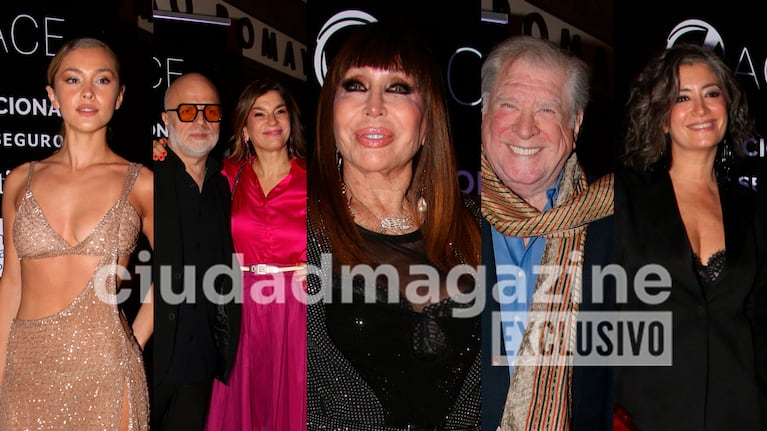 Minerva Casero, Sebastián Wainraich, Dalia Gutmann, Moria Casán, Arturo Puig y Carla Conte en los premios ACE. (Foto: Movilpress).
