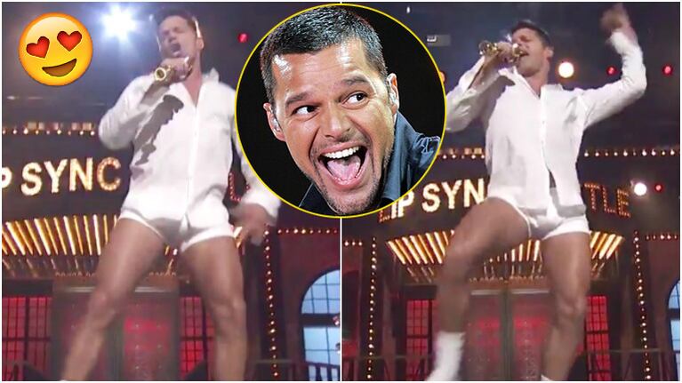 Mirá el baile súper sexy de Ricky Martin... ¡en calzoncillos y camisa! (Fotos: Captura)
