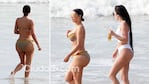 Mirá las fotos sin Photoshop de Kim Kardashian en bikini en las playas de Tulum. (Fotos: Grosby Grooup)