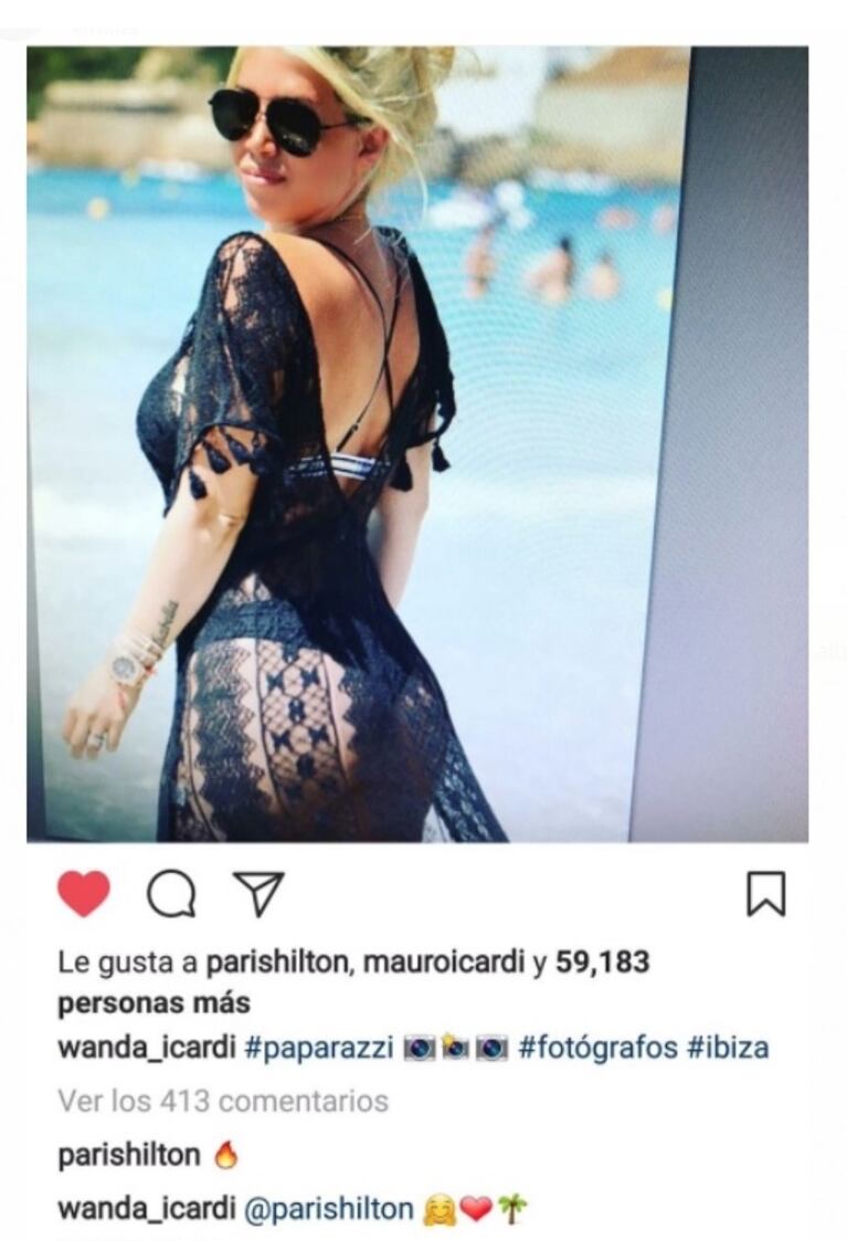 Mirá qué le puso Paris Hilton a una foto súper sexy de Wanda Nara