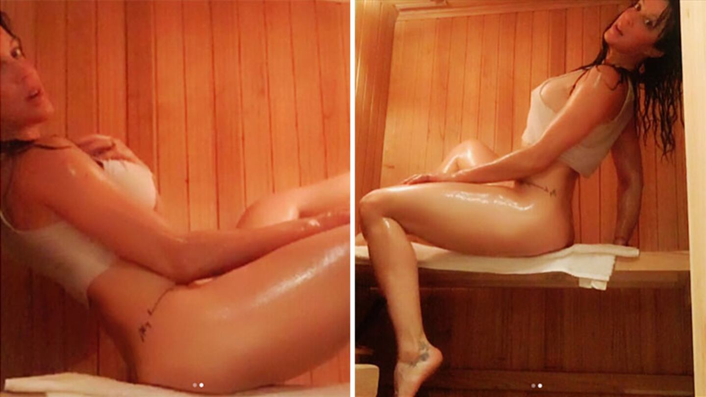 Miriam Lanzoni incendió Instagram con sus fotos hot dentro de un sauna. Foto: Instagram.