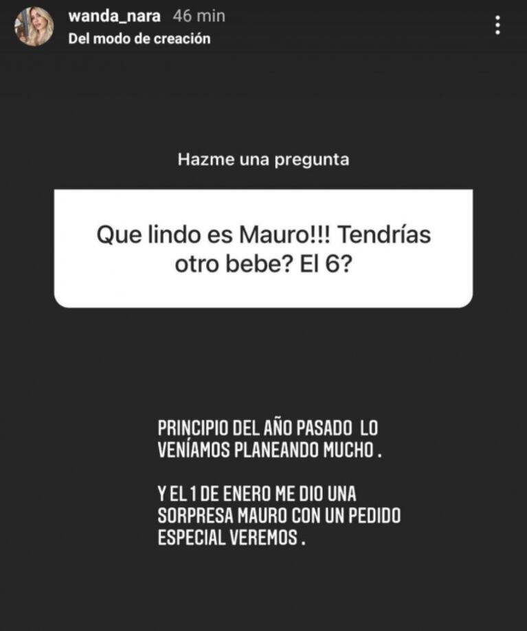 Misteriosa respuesta de Wanda Nara sobre la posibilidad de tener más hijos con Icardi: "En Año Nuevo, Mauro me dio una sorpresa con un pedido"
