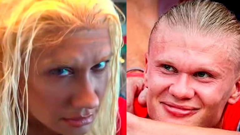 Momi Giardina y su parodia de Erling Haaland (Fotos: capturas Luzu TV)