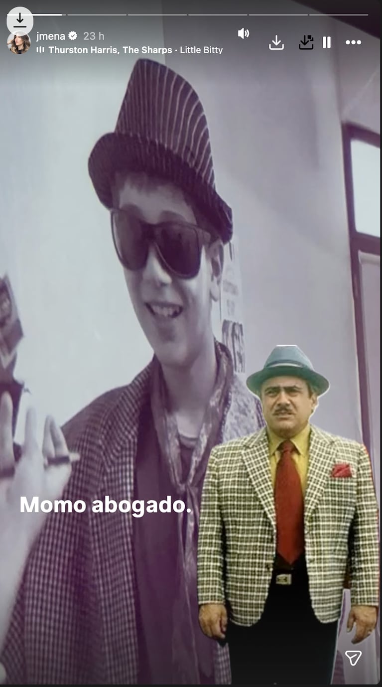 Momo se disfrazó de “abogado chanta” para una muestra escolar y Jimena Barón reaccionó divertida. Crédito: Instagram