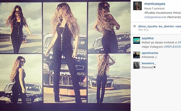 Mónica Ayos, una diosa suelta en el autódromo de Puebla, en México (Fotos: Instagram). 