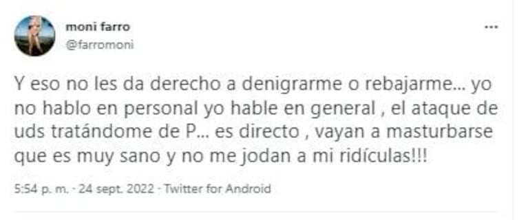 Mónica Farro salió con los tapones de punta contra Malena Pichot: "No se bancan que piense distinto"