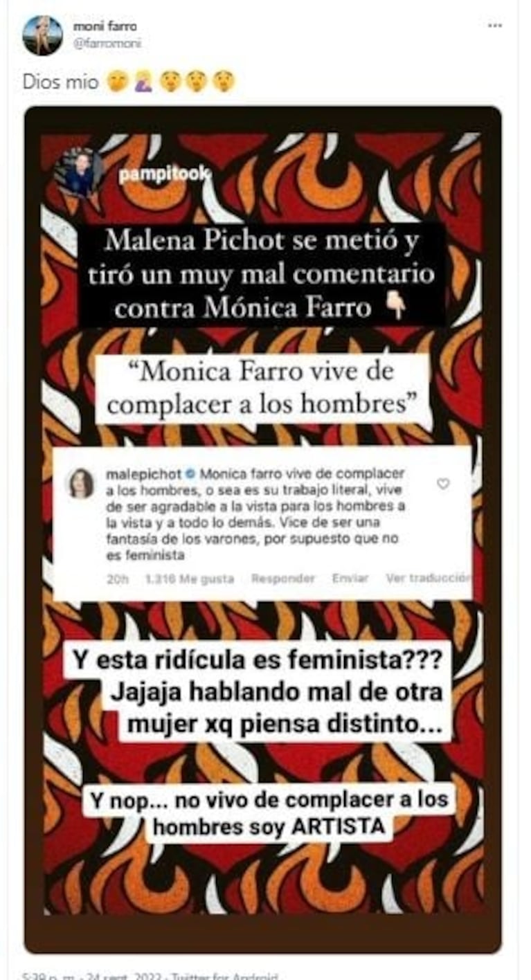 Mónica Farro salió con los tapones de punta contra Malena Pichot: "No se bancan que piense distinto"