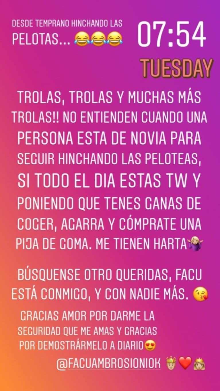 More Rial, furiosa con las que quieren seducir a su novio: "Me tienen harta, búsquense otro, él está conmigo"