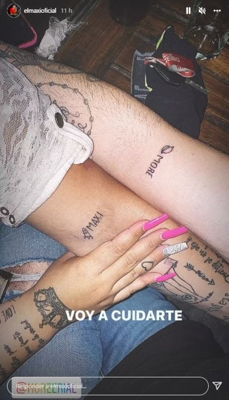 More Rial y su novio, El Maxi, se hicieron un significativo tatuaje de pareja: "Voy a cuidarte"