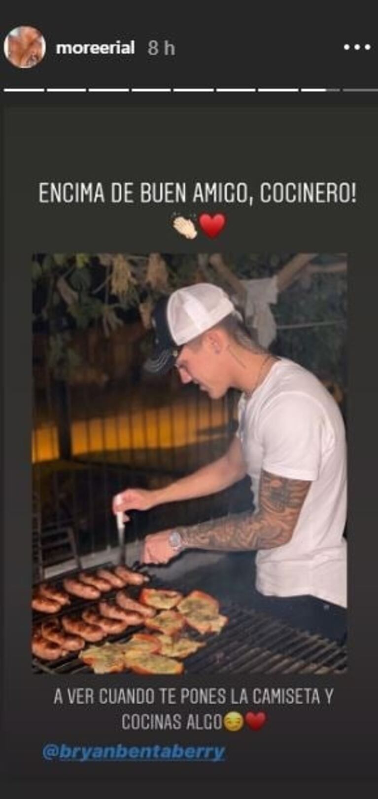 More Rial y sus "mensajes buena onda" con Bryan Bentaberry, su nuevo amigo futbolista: "A ver cuando cocinás algo"