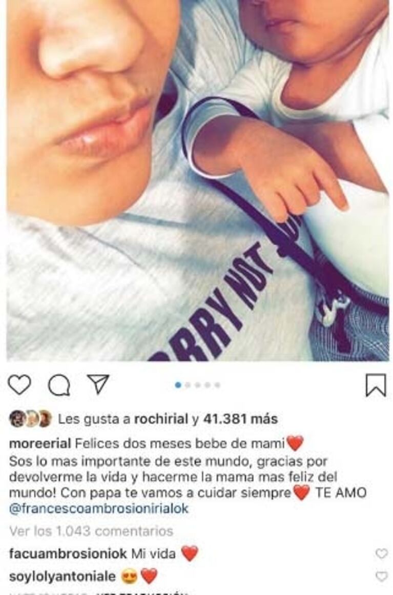 Morena Rial celebró los dos meses de Francesco Benicio con un profundo posteo: “Gracias por devolverme la vida” 