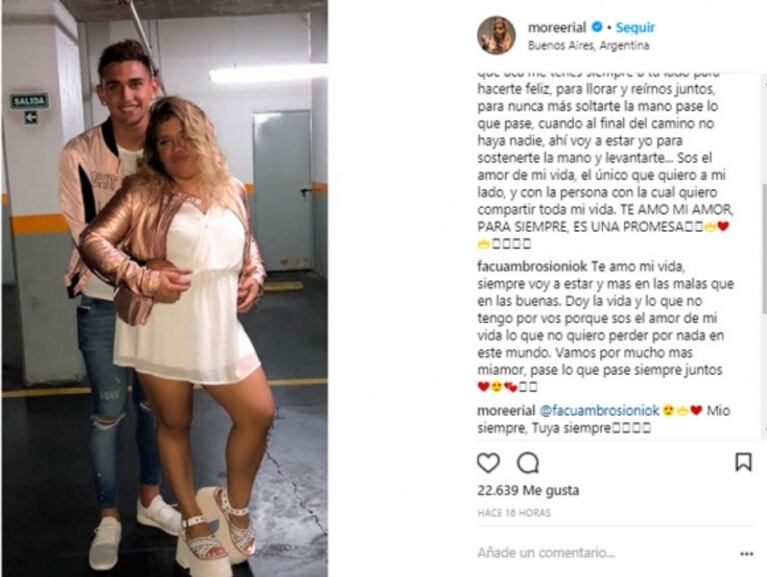 Morena Rial, feliz con su nueva figura y enamoradísima: "Gracias por acompañarme en la operación; sos incondicional" 