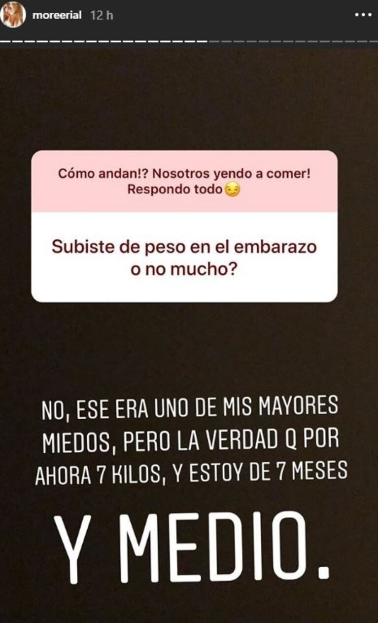 Morena Rial mostró su pancita y reveló cuánto peso aumentó en sus siete meses de embarazo
