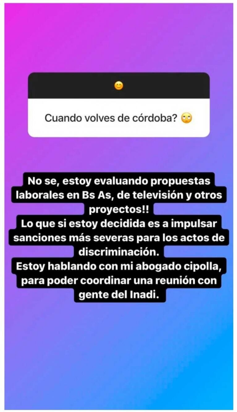 Morena Rial reveló que quiere colaborar con el INADI contra la discriminación: “Le pedí a mi abogado que coordine una reunión”