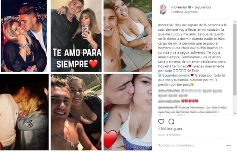 Morena Rial se separó de Facundo Ambrosioni: "Terminamos una relación sana y sincera, de amor verdadero"