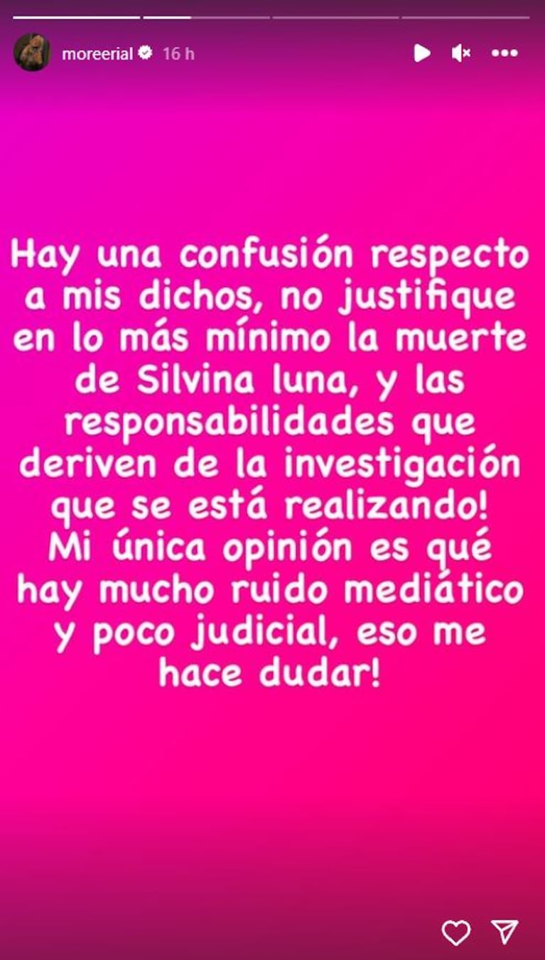 Morena Rial, tras ser destrozada en redes por defender a Aníbal Lotocki: “No justifiqué la muerte de Silvina”