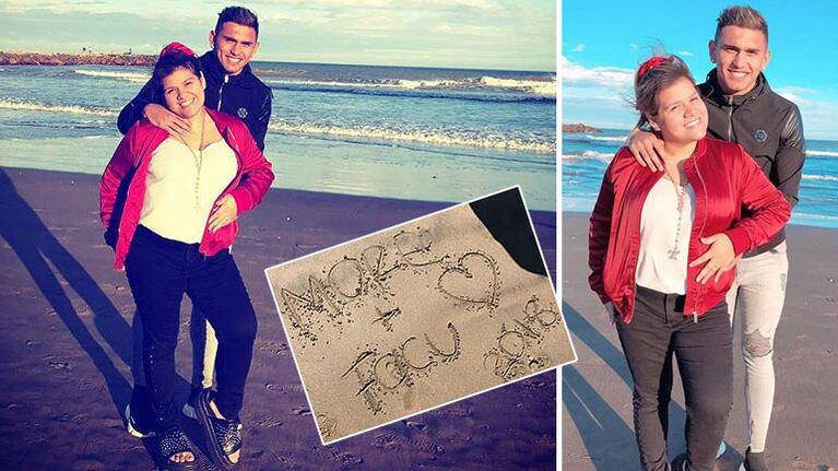 Morena Rial y Facundo Ambrosioni, enamoradísimos a orillas del mar. (Foto: Instargam)
