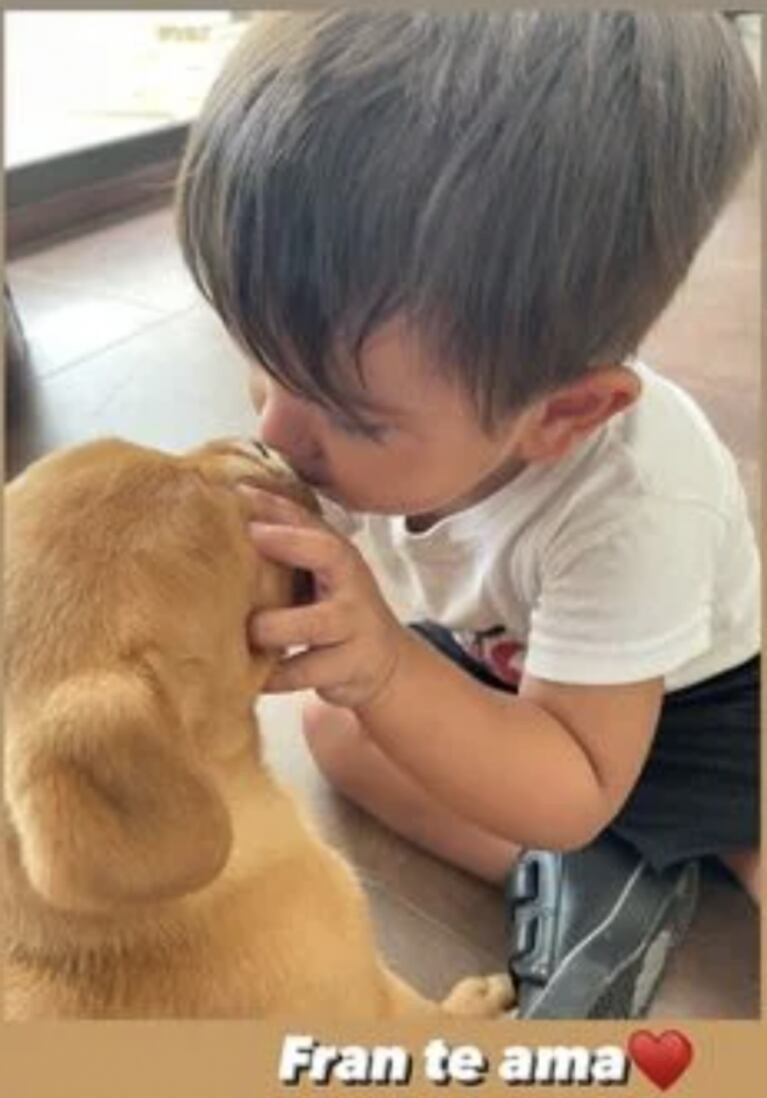 Morena Rial y su hijo le dieron la bienvenida a Coco, el nuevo integrante de su familia: "Fran te ama"
