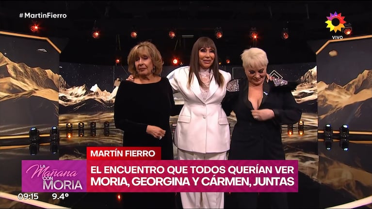 Moria, Carmen y Georgina en los Martín Fierro (captura de eltrece)