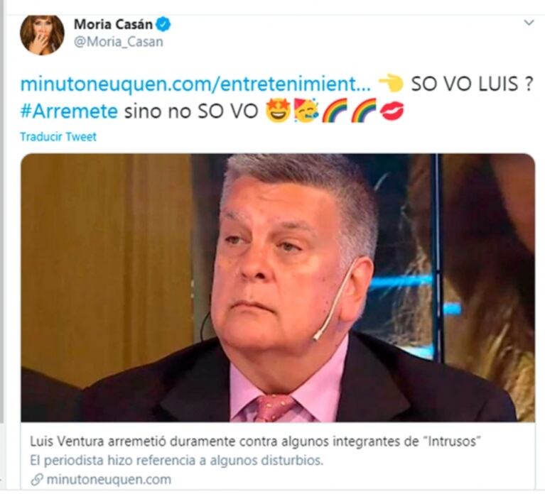 Moria Casán 'apuró' a Luis Ventura en medio de su guerra con Jorge Rial: "Arremeté, sino no sos vos"