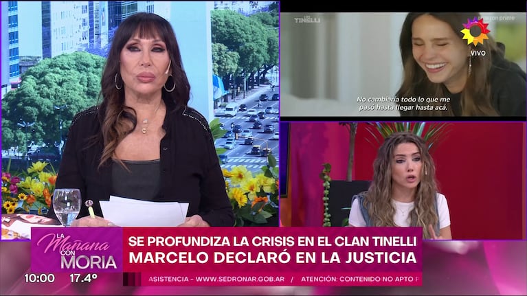 Moria Casán frenó la pelea entre Gustavo Méndez y Amalia Guiñazú (Foto: captura de eltrece).