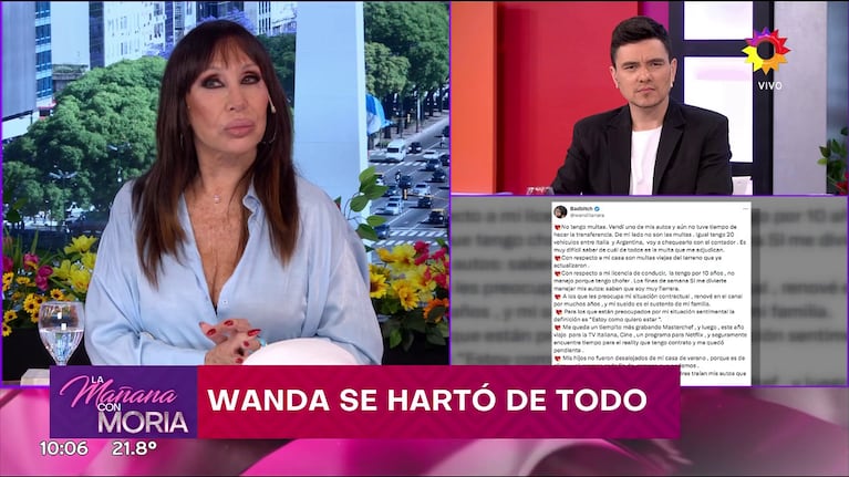 Moria Casán fue picante con Wanda Nara (Foto: captura de eltrece).