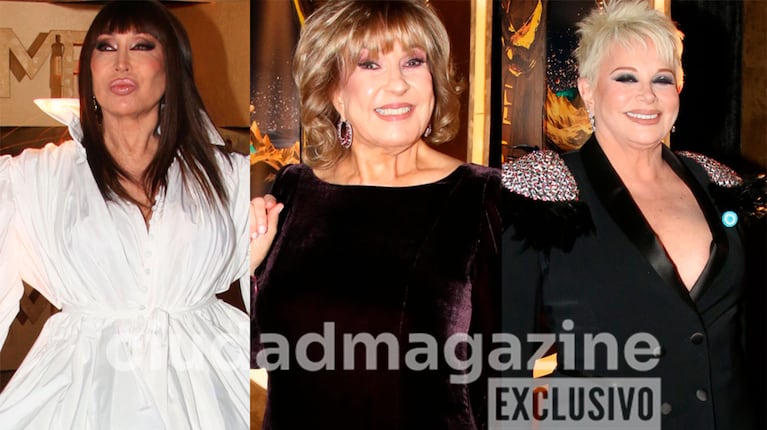 Moria Casán, Georgina Barbarossa y Carmen Barbieri en los Martín Fierro 2026 (Fotos: Movilpress).