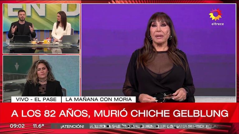 Moria Casán habló de Chiche Gelblung tras su muerte (Foto: captura de eltrece).