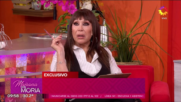 Moria Casán impactada con El Tirri en La Mañana con Moria (Foto: captura de eltrece).