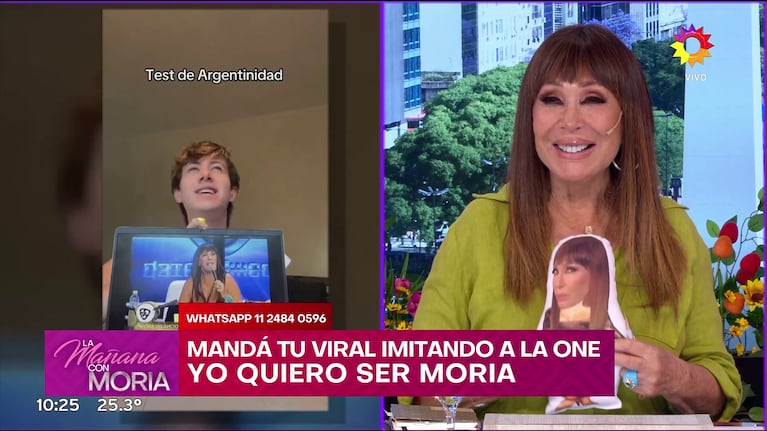 Moria Casán impactada por cómo la imitó Dante Ortega (Foto: captura de eltrece).