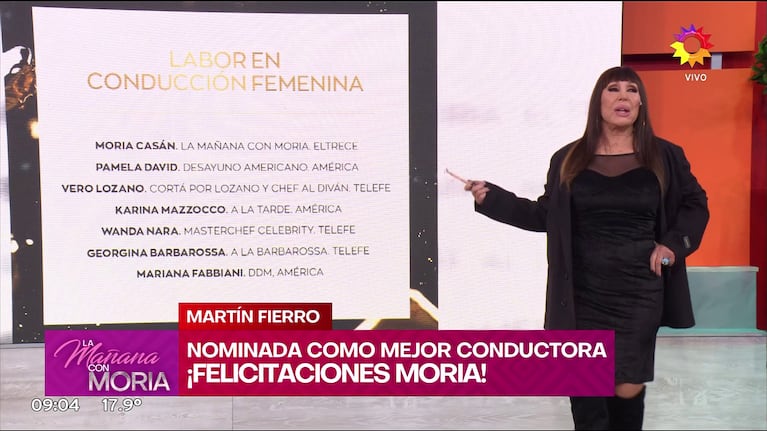 Moria Casán opina sobre los nominados en los Martín Fierro (Foto: captura de eltrece).