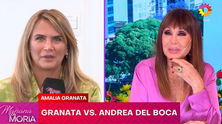 Moria Casán sorprendió a Amalia Granata al hablar de sus romances con famosos: “Sos una gata” (Captura de eltrece)