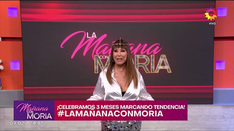 Moria Casán y su look para festejar los 3 meses de La Mañana con Moria (Foto: captura de eltrece).