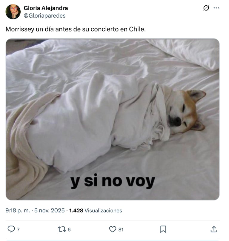 Morrissey canceló su show en Buenos Aires y los memes estallaron en redes. Crédito: X