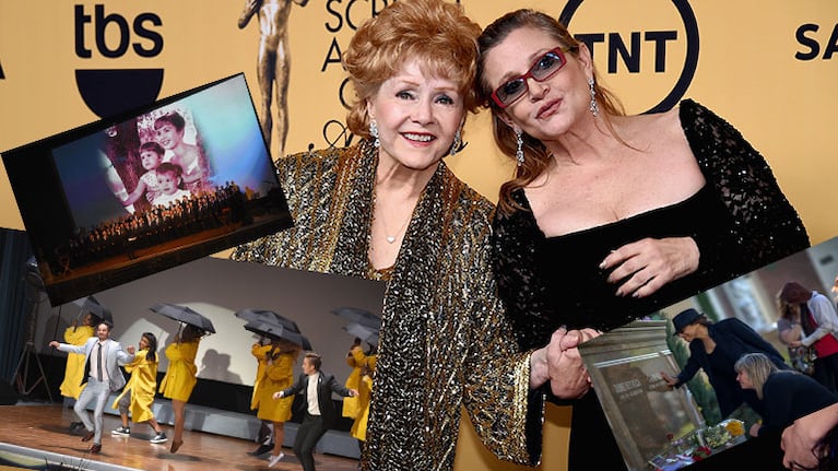 Multitudinario homenaje a Debbie Reynolds y Carrie Fisher en Hollywood. Foto: AFP.