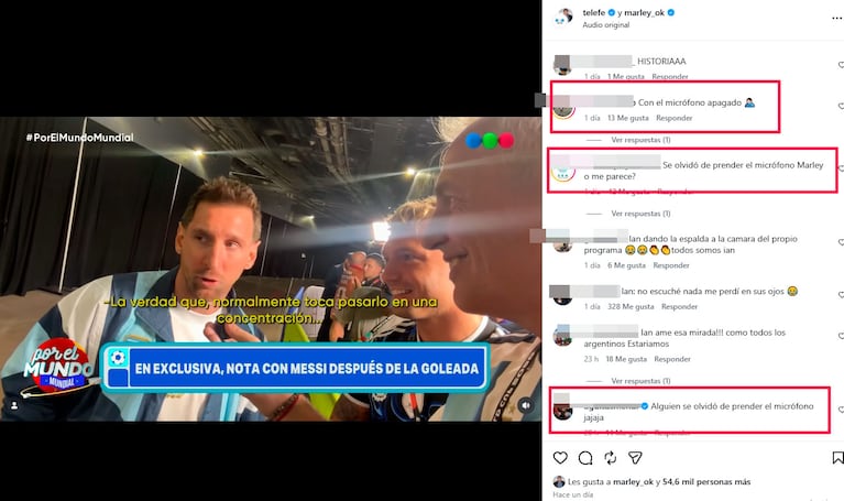 Mundial 2026: el error de Marley durante una entrevista con Lionel Messi (Foto de Telefe e Instagram)