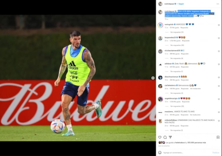 Mundial Qatar 2022: Rodrigo De Paul habló de su lesión y llevó tranquilidad a la Selección Argentina