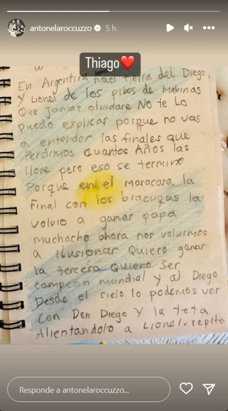 Mundial Qatar 2022: Thiago Messi escribió un emotivo mensaje para la Selección Argentina