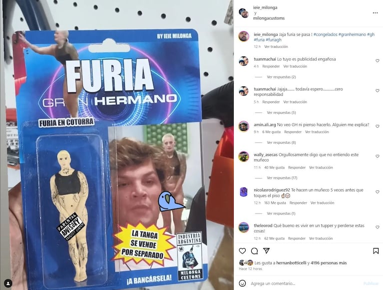 Muñeco de Furia desnuda en Gran Hermano 2023 (Foto: Instagram @milongacustoms)