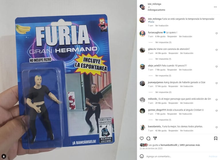 Muñeco de Furia en Gran Hermano 2023 (Foto: Instagram @milongacustoms)