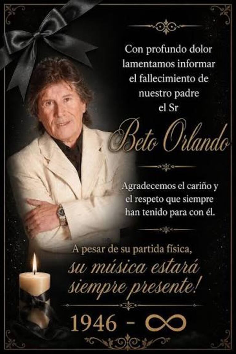 Murió Beto Orlando, la voz de la música romántica argentina, a los 79 años