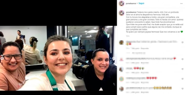 Murió Daniela "Chili" Fernández, la querida participante de El gran premio de la cocina