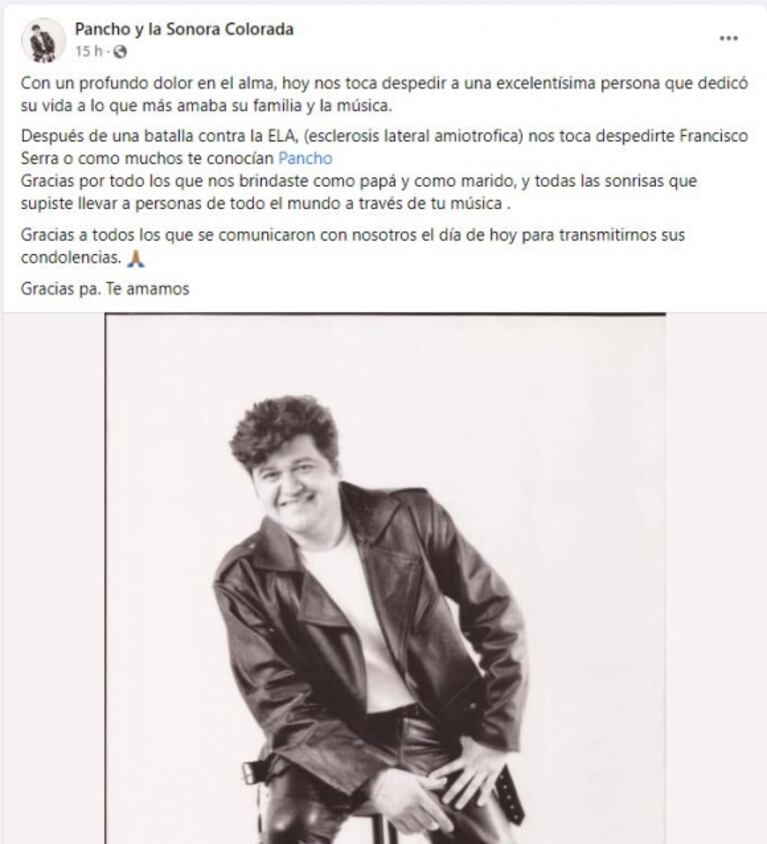 Murió Francisco Serra, líder de Pancho y La Sonora Colorada: la voz de "Cachete, pechito y ombligo" tenía 61 años