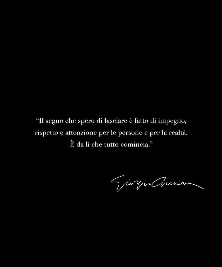 Murió Giorgio Armani. Crédito: Instagram